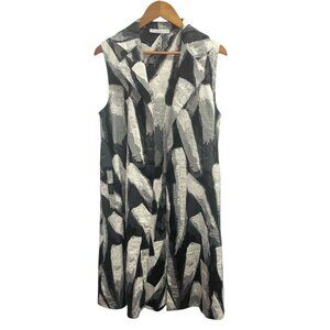 Bryn Walker Oversized Lagenlook Abstract Sleeveless Long Vest Open Cardigan S